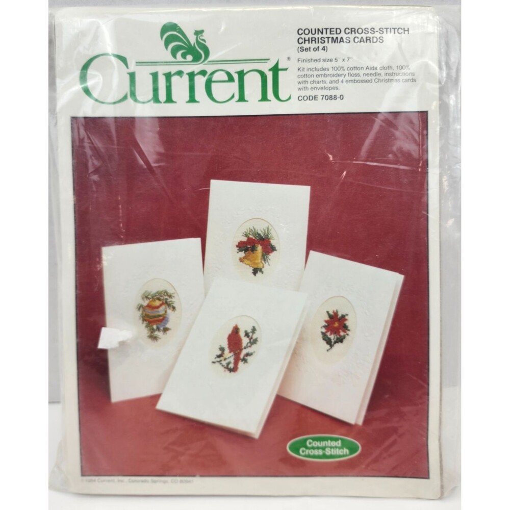 Current Christmas Cards Counted Cross Stitch Kit 7088-0 New Open Package